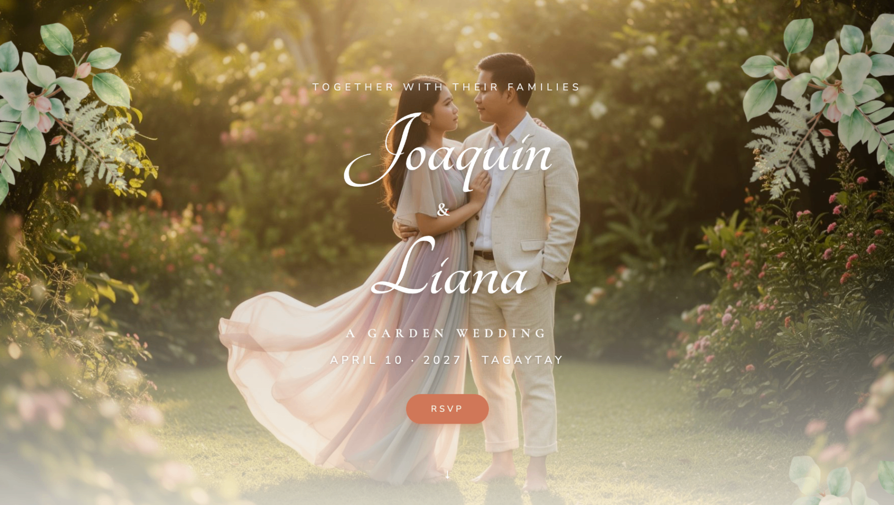 Garden / Botanical wedding website sample